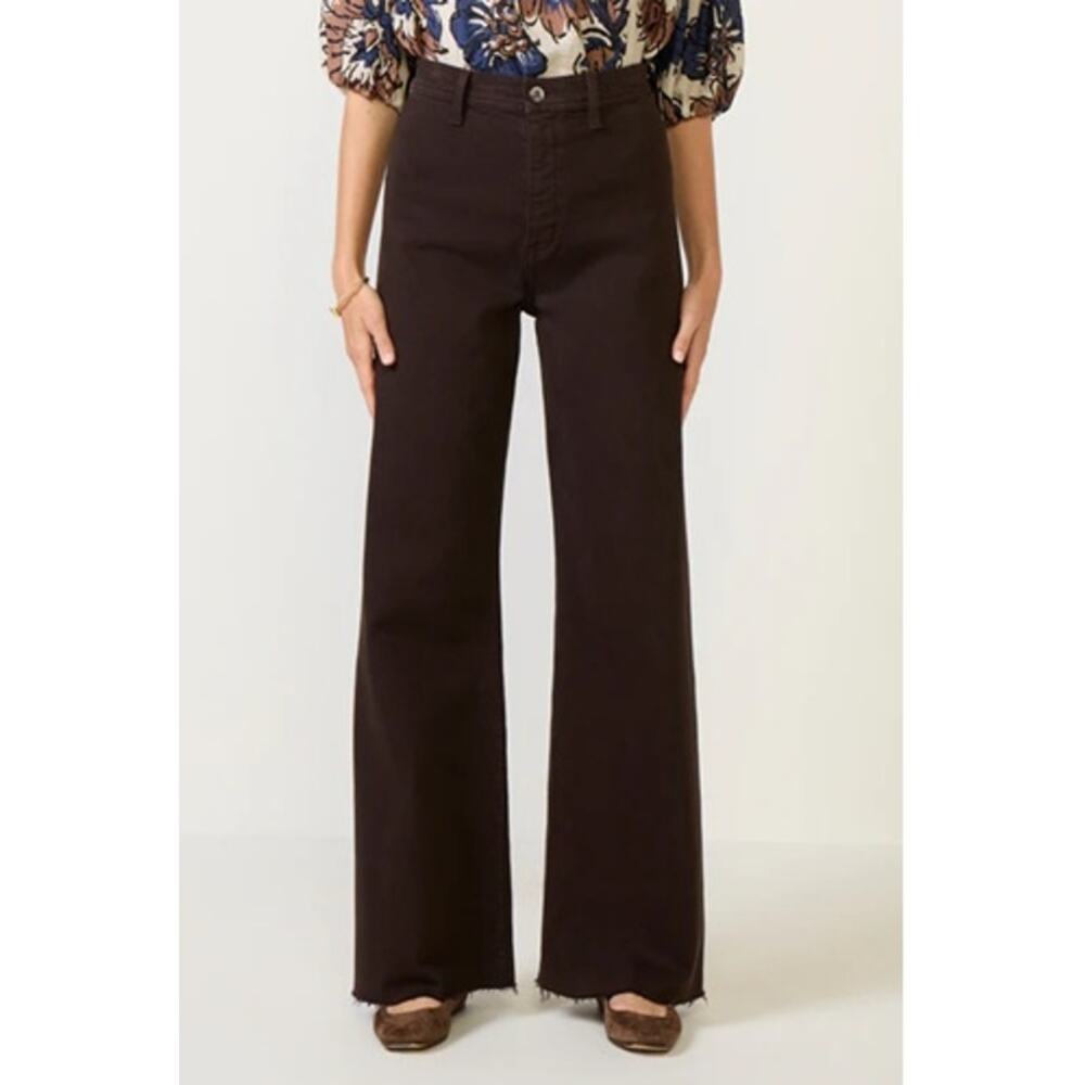 Pistola Mocha Cropped Wide Leg Jeans Raw Hem Womens 31